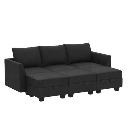 Modular Sofa Sectional Sleeper Couch with Ottoman Velvet 6 Seater Sofa with Storage