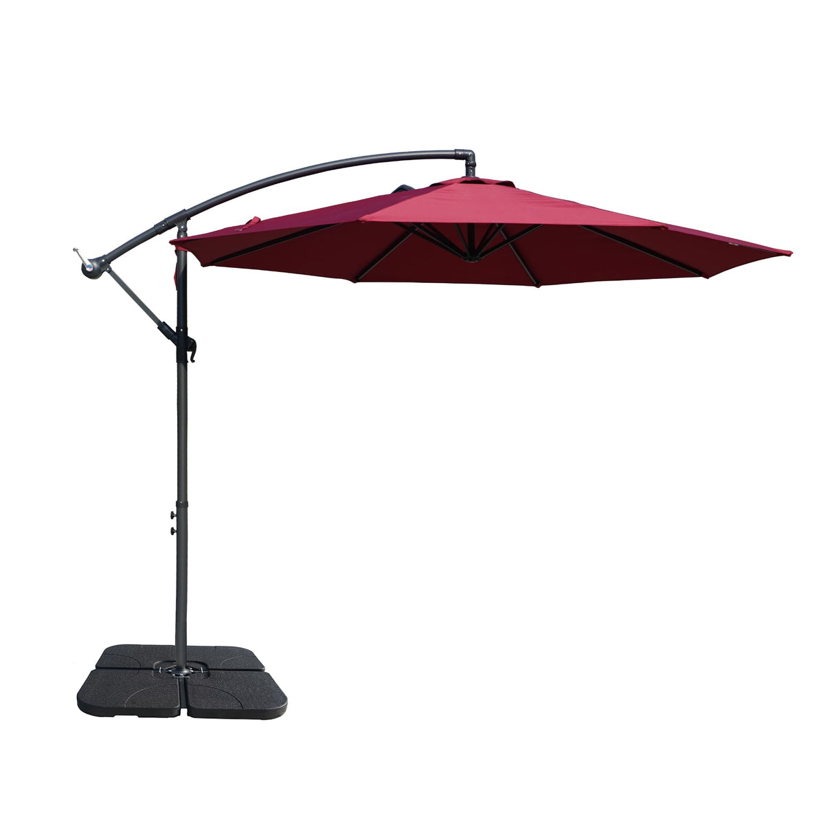 Large Outdoor Patio Umbrella with Base, Offset Cantilever Hanging Market Style