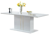 Extendable Gloss Dining Table, 63"-80.7" Adjustable Rectangular Dining Room Table