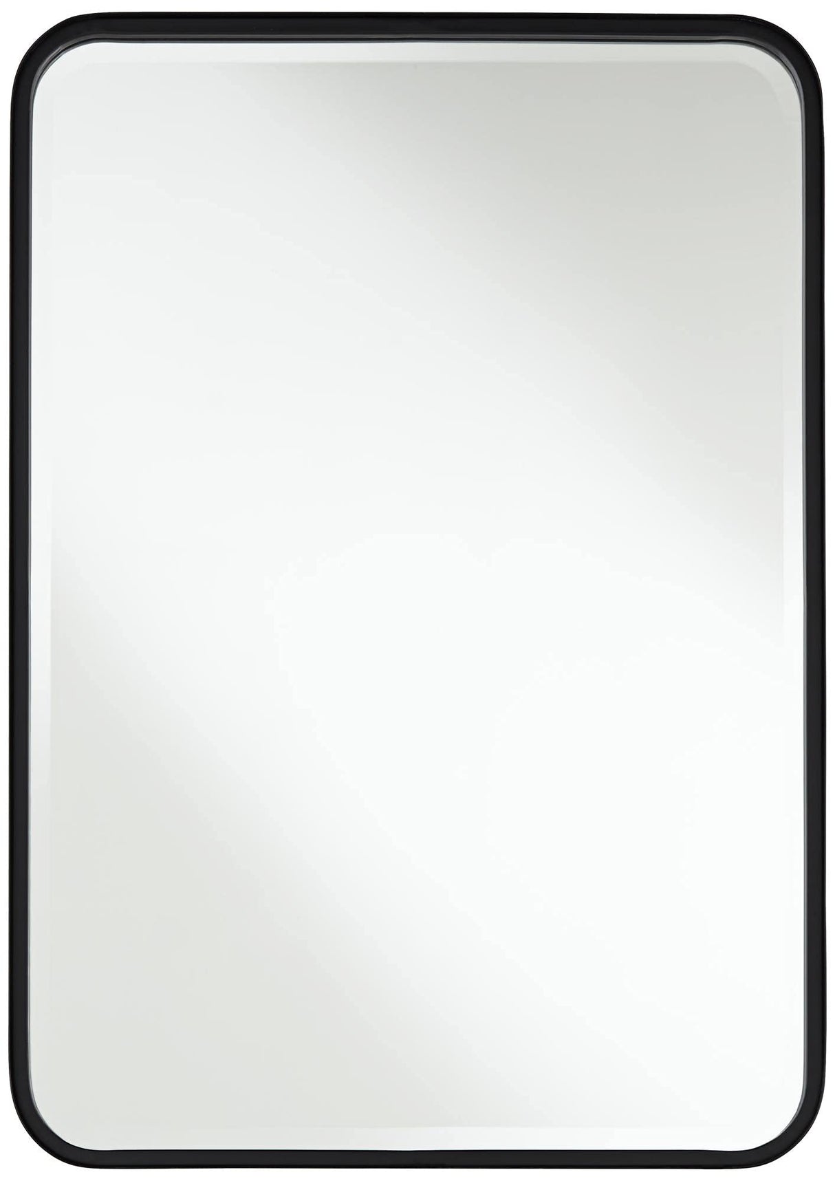 Wall Mirror Modern Black Iron Frame Beveled Glass 24" Wide Decor