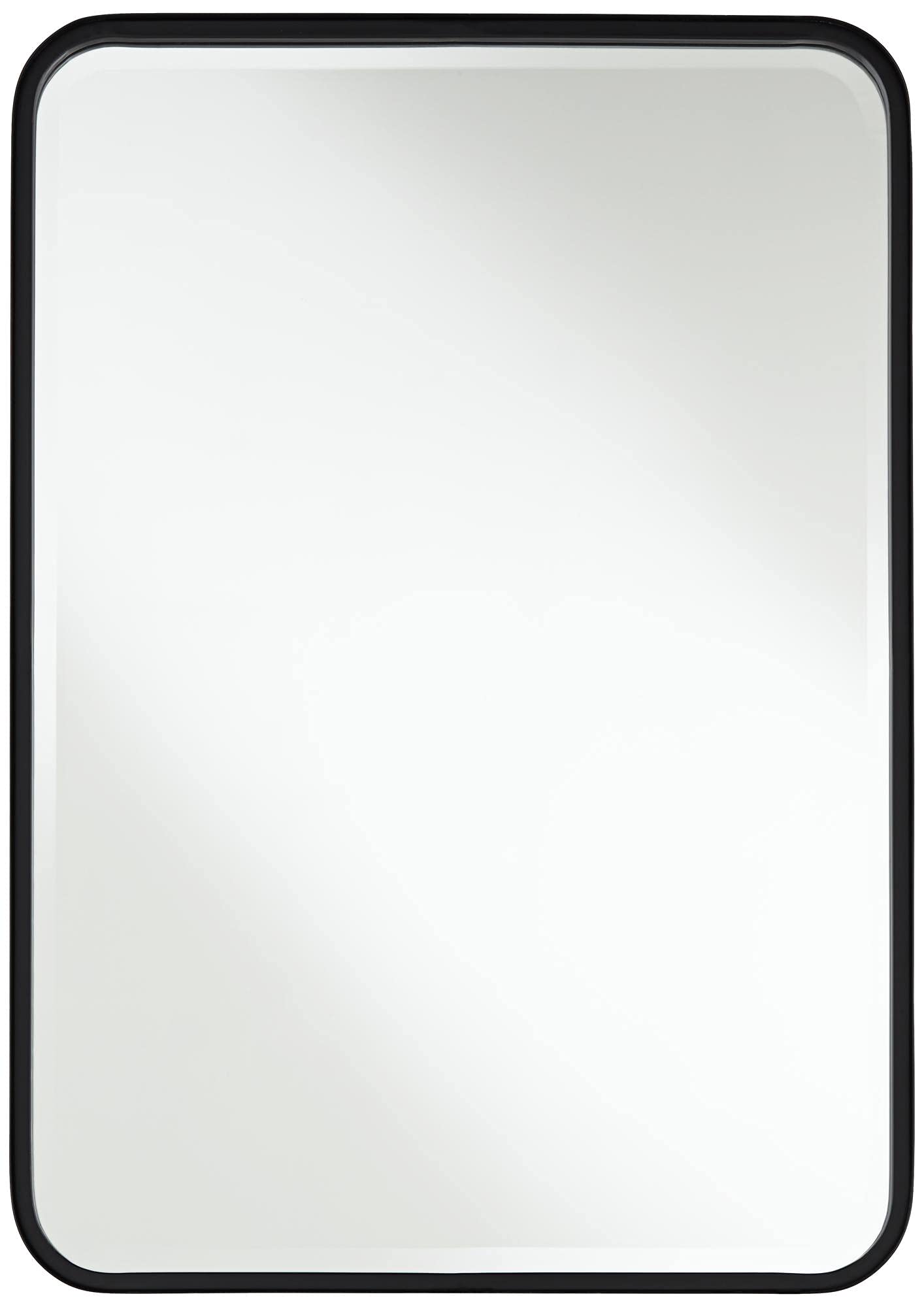 Wall Mirror Modern Black Iron Frame Beveled Glass 24" Wide Decor