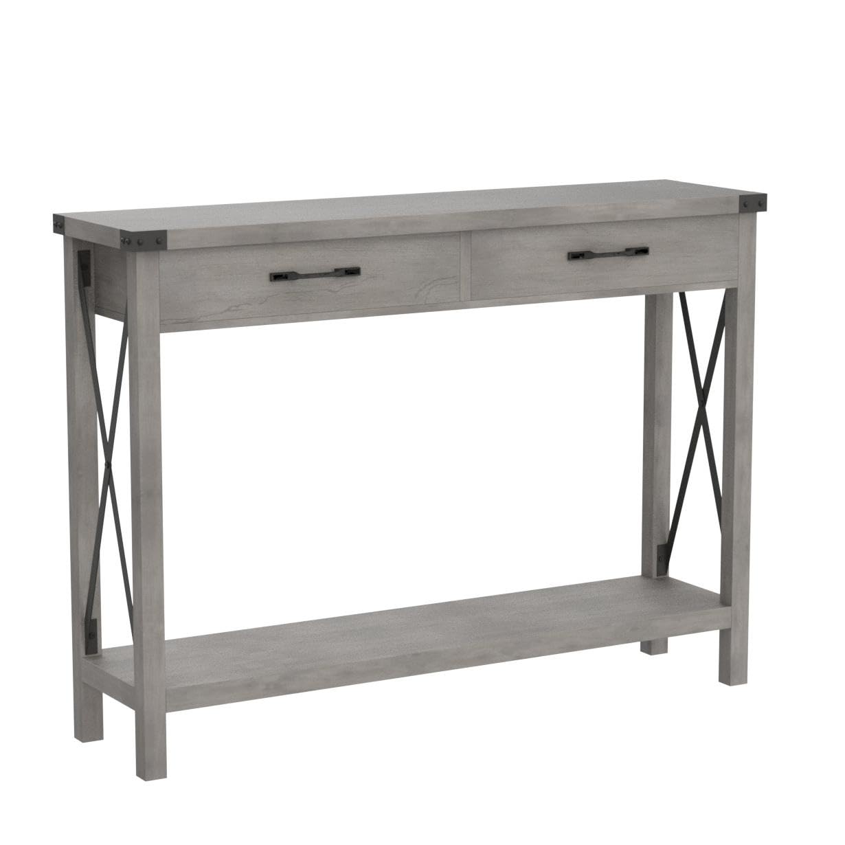 Console Table with 2 Drawers, Farmhouse Entryway Table with Storage Shelf, Accent
