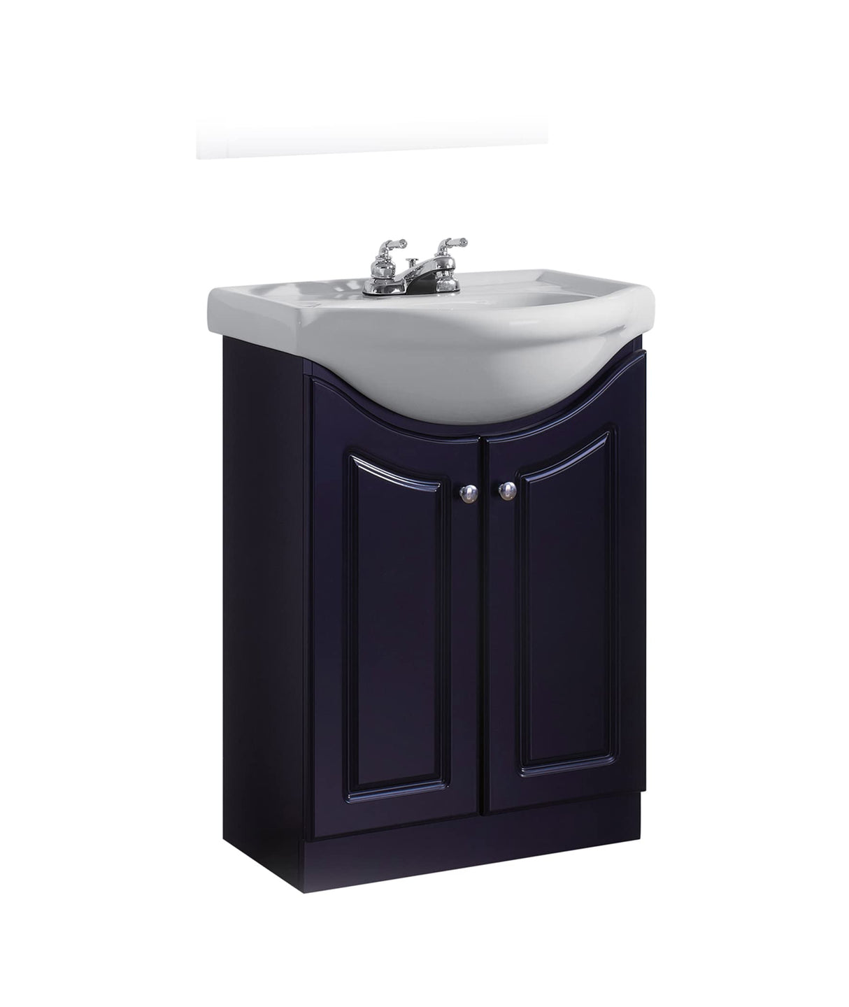 24" Contemporary Euro Vanity in Satin Black w/White Ceramic Vanity Top