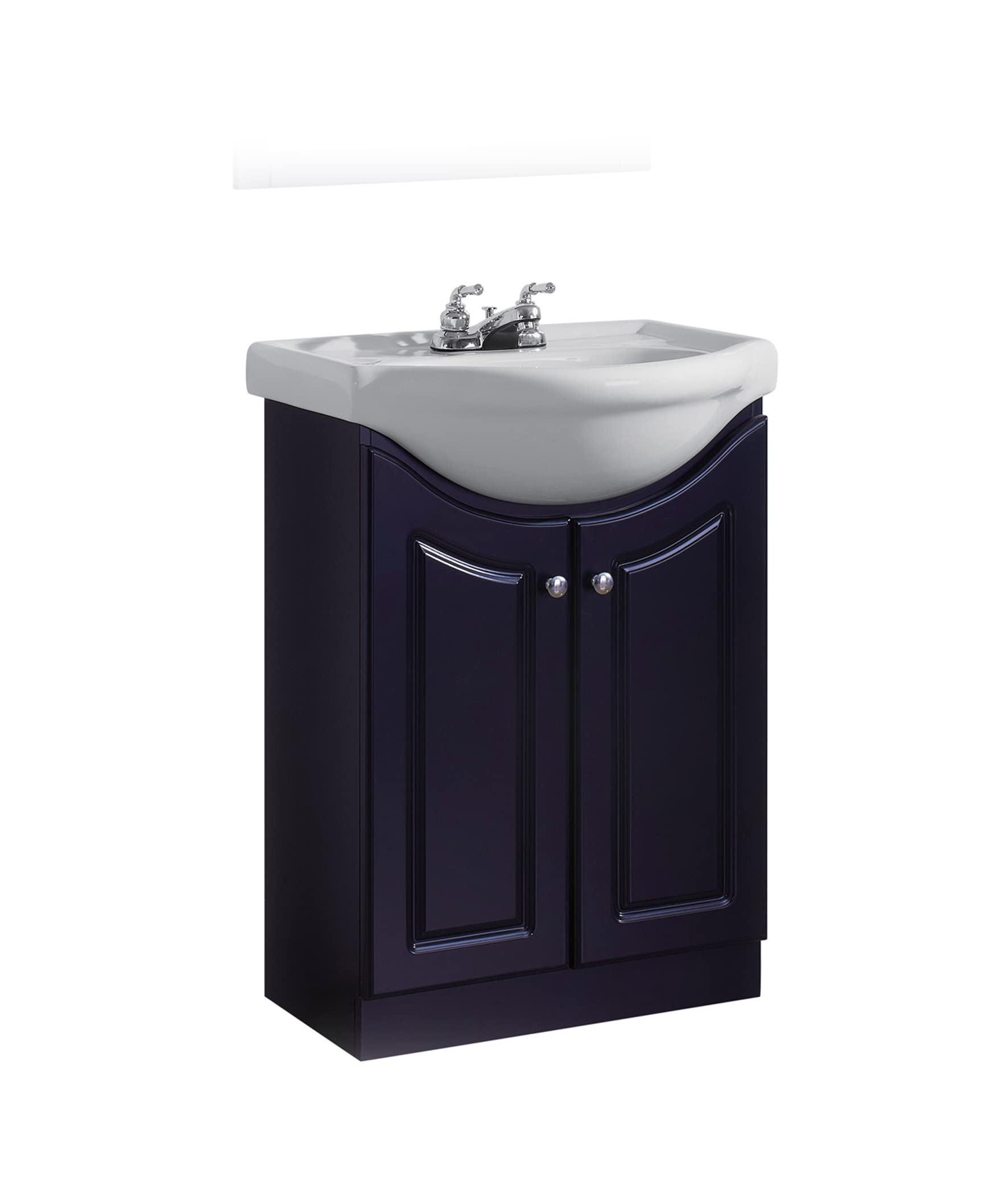 24" Contemporary Euro Vanity in Satin Black w/White Ceramic Vanity Top