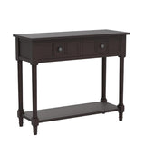 Narrow Entryway Table with 2 Storage Drawers and Bottom Shelf Wood Farmhouse