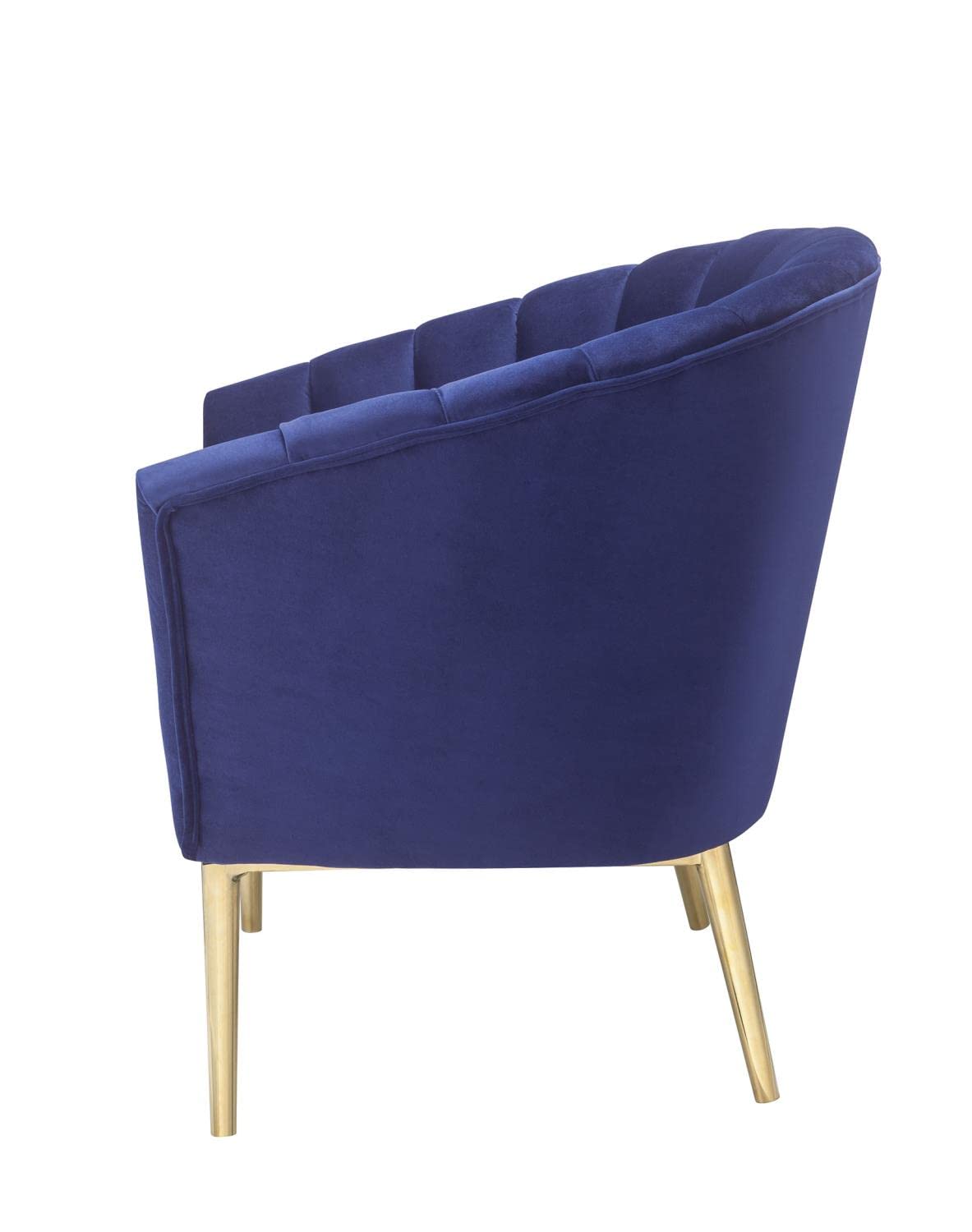 Colla Velvet Upholstery Accent Chair in Midnight Blue and Gold