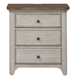 Farmhouse Reimagined White 3 Drawer Night Stand w/Charging Station