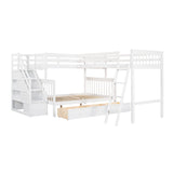 Triple Bunk Beds with Stairs and Storage Drawers Twin Over Full Bed Attached a Loft