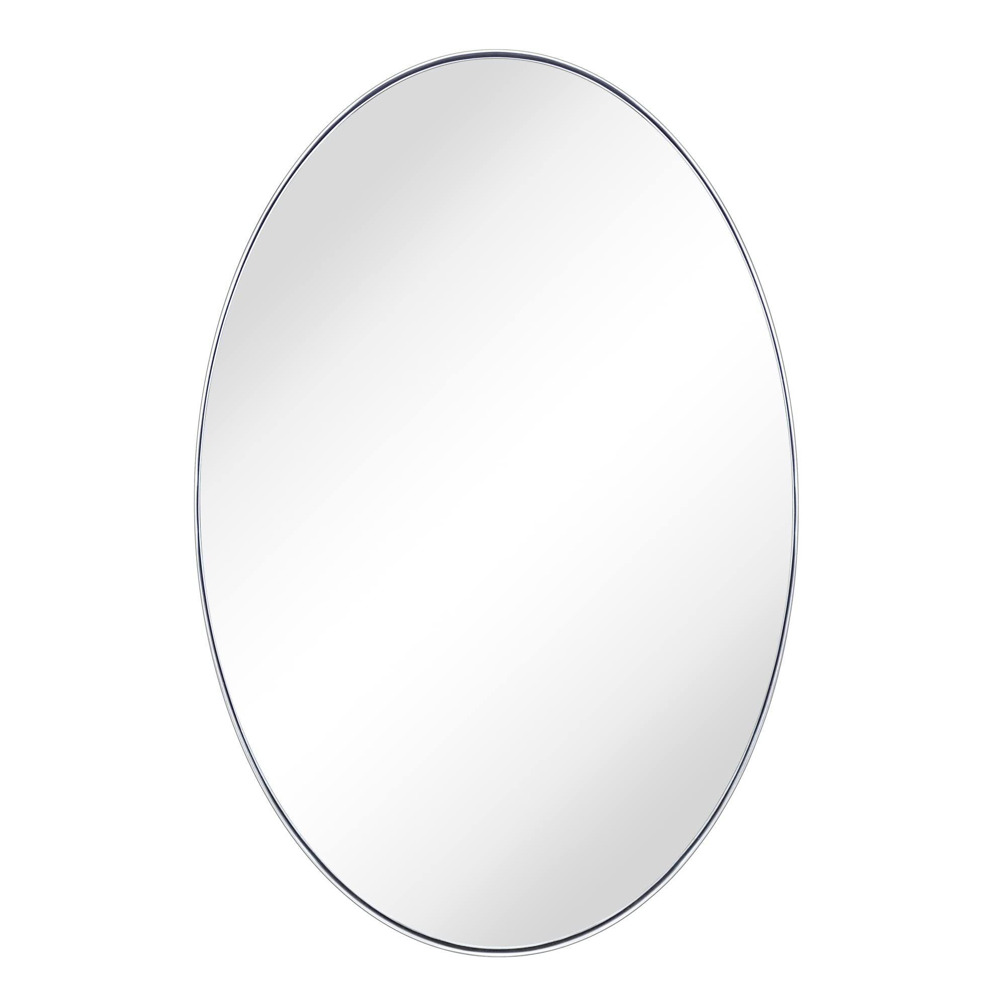Oval Chrome Bathroom Mirror - 24x36 Inch Wall Mounted Vanity Mirror