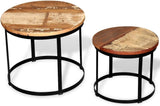 Two Piece Coffee Table Set Round Rough Mango Wood/Solid Reclaimed Wood