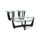 Contemporary Oval 3-Piece Occasional Table Set includes Glass Coffee Table