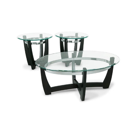 Contemporary Oval 3-Piece Occasional Table Set includes Glass Coffee Table