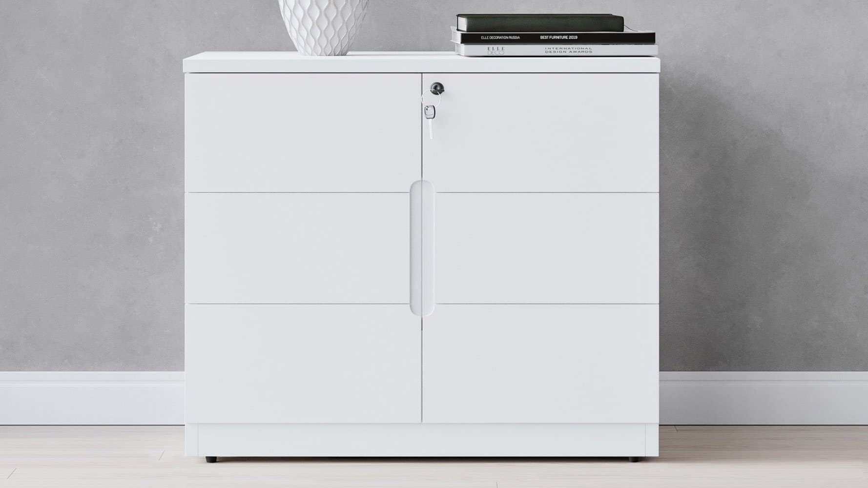 Hayes Modern 2 Door Storage Printer Cabinet - White