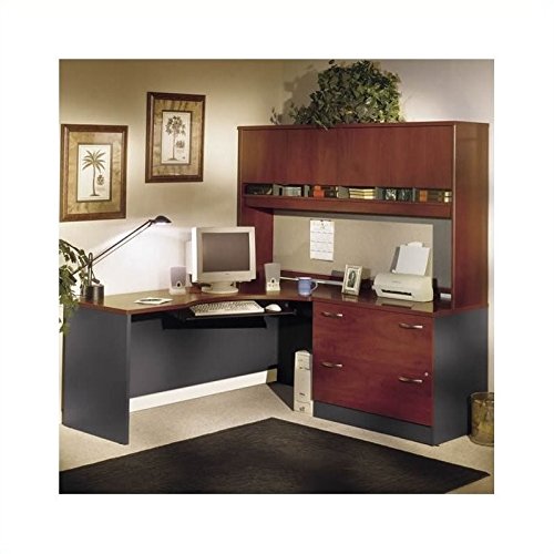 Series C L-Shape Desk with Hutch Hansen Cherry