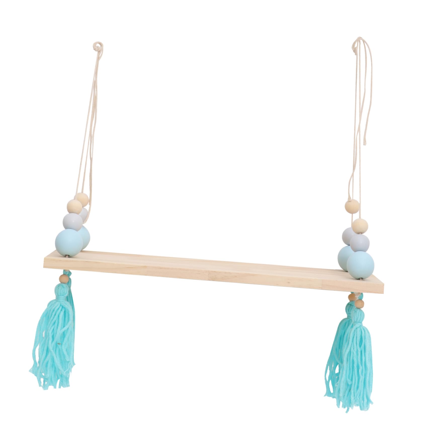 Nordic Decor Wall Shelves in Wooden Storage Shelves with Bead Decor for Bedroom