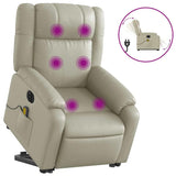 Electric Massage Recliner Chair - Cream Faux Leather Armchair with Power Lift, Reclining & Vibration Features for Living Room