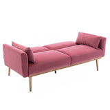 Velvet Futon Bed Couch, Velvet Upholstered Mid Century Sofa Sleeper for Living Room