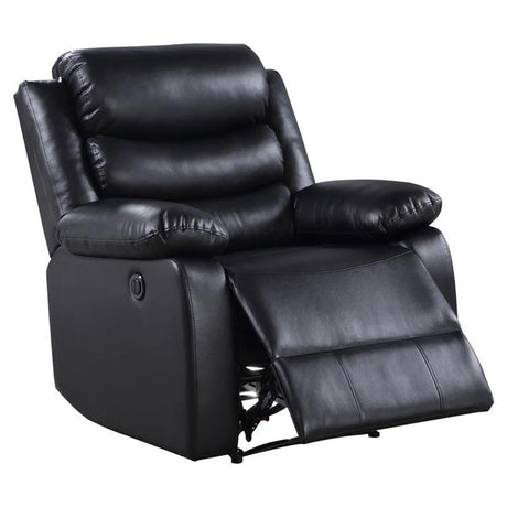 Eilbra Faux Leather Power Recliner with Pillow Top Armrest in Black