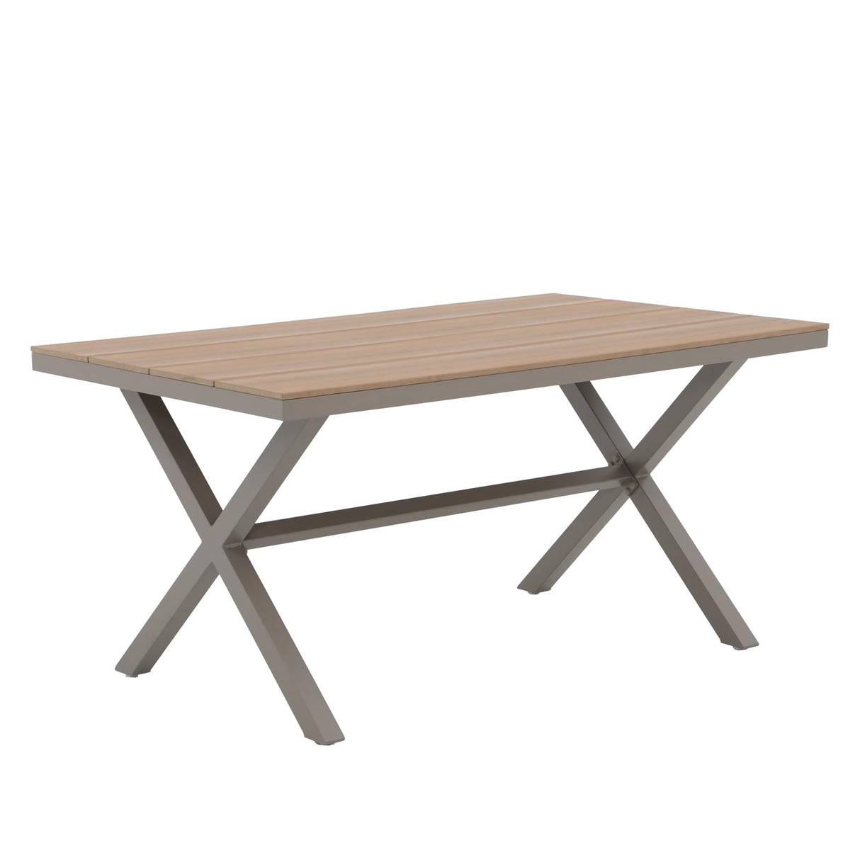 Aluminum Outdoor Dining Table for 6 Person with X-Shape Legs & Adjustable Feet