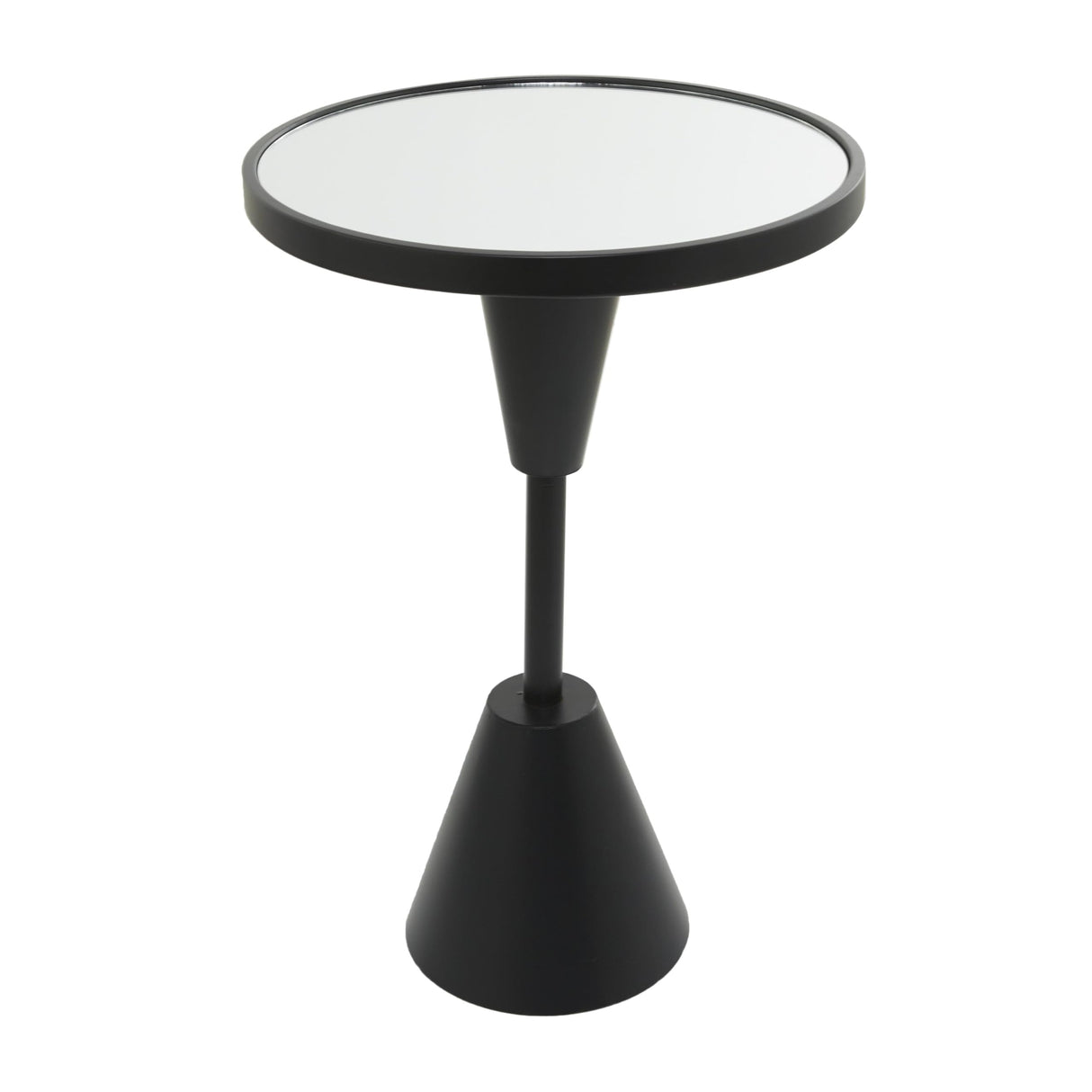 Metal Side End Accent Table Pedestal Base End Table with Mirrored Glass Top