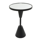 Metal Side End Accent Table Pedestal Base End Table with Mirrored Glass Top