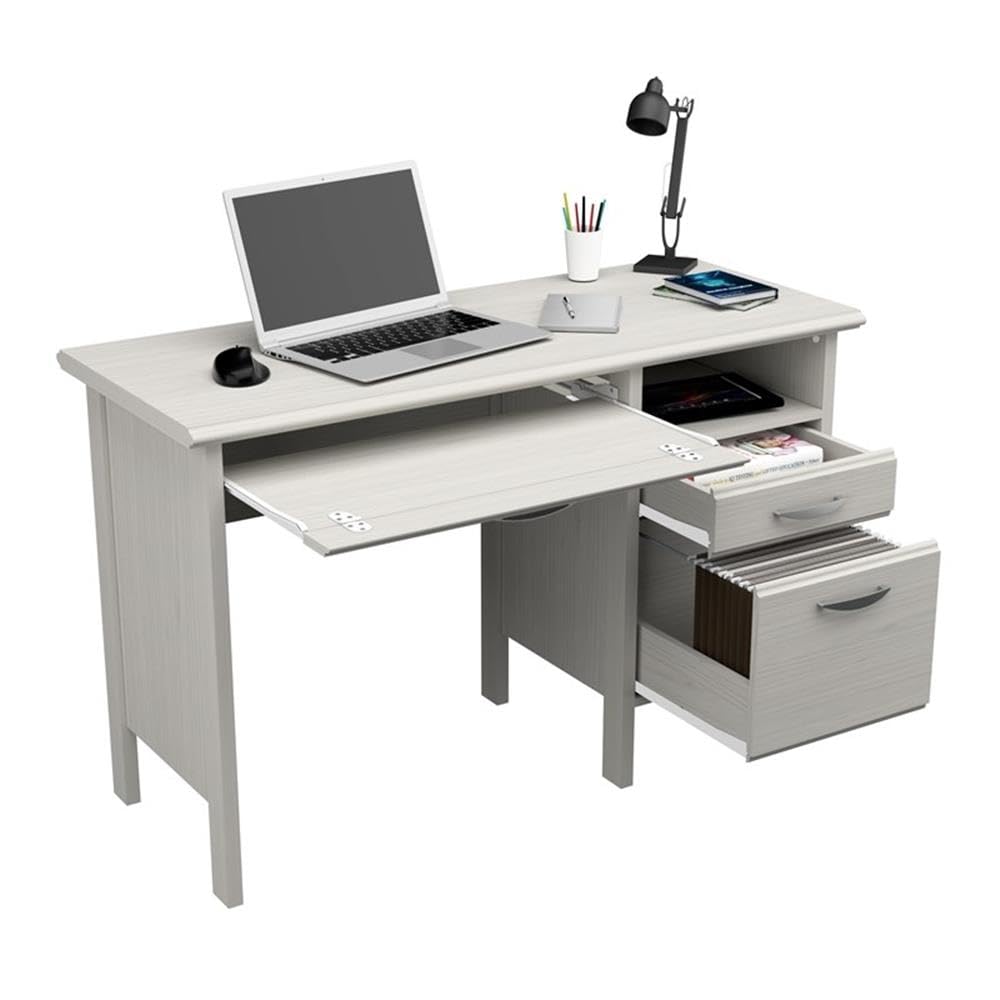 2-Drawer Computer Desk with Keyboard Tray, Washed Oak