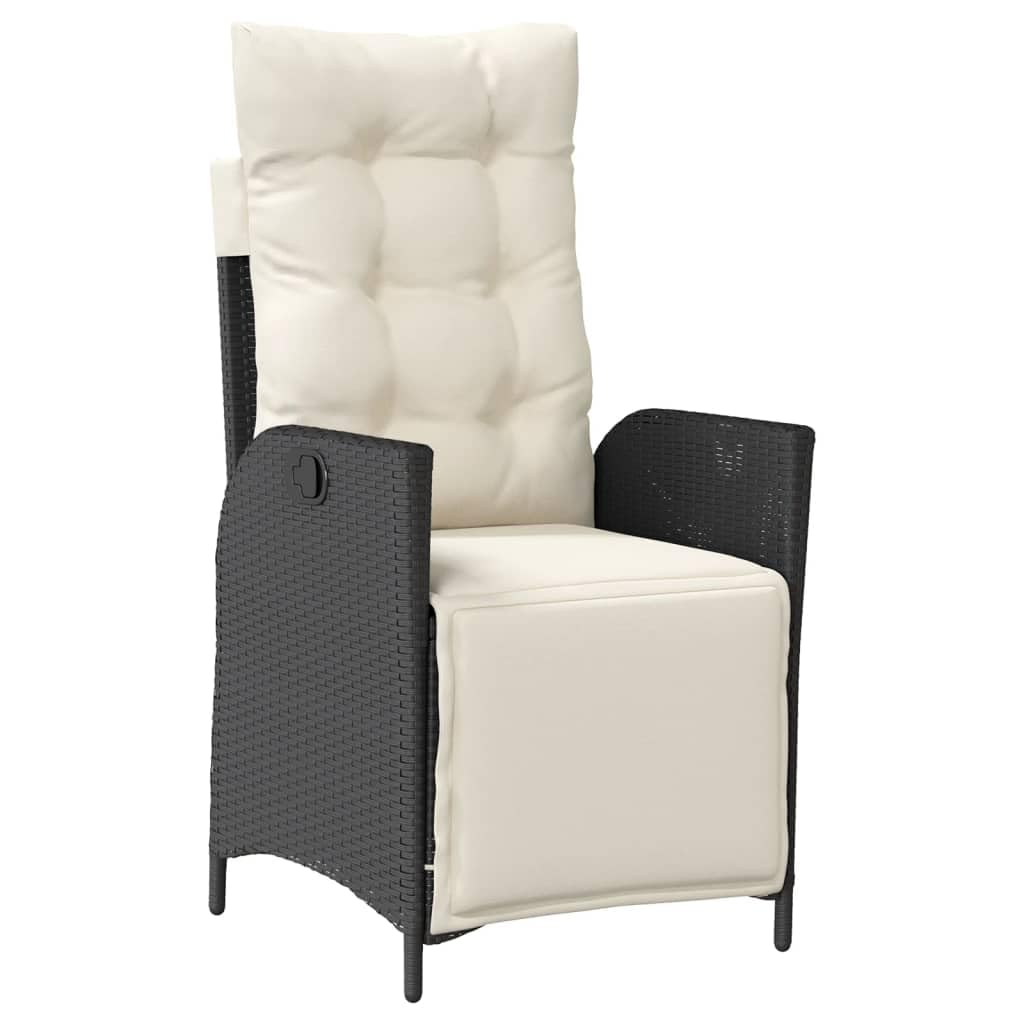 9 Piece Patio Dining Set with Cushions Black Poly Rattan,Furniture,Outdoor Furniture