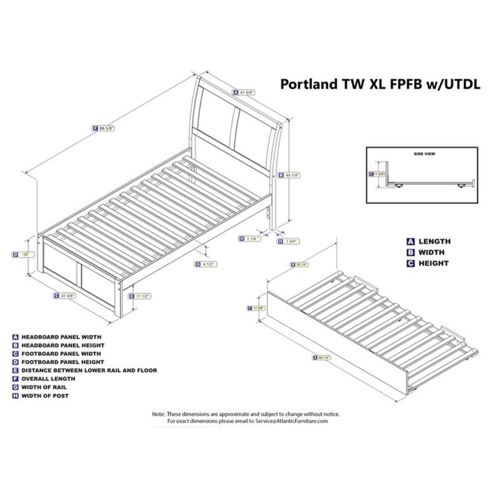 Wood Bed with Twin XL Trundle in Walnut