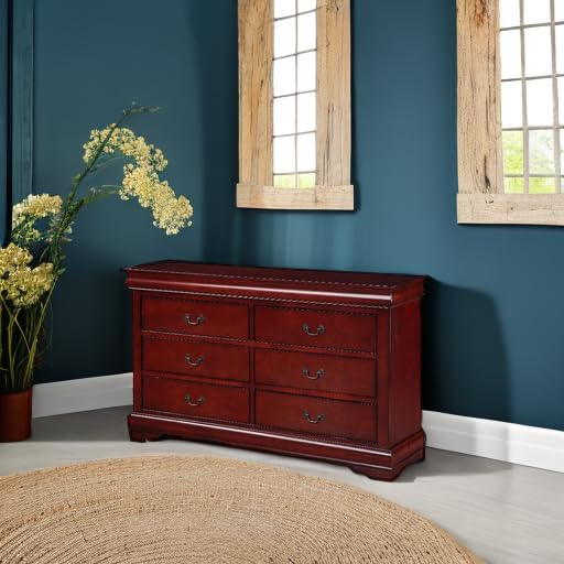 Louis Philippe III 6 Drawers Dresser in Cherry