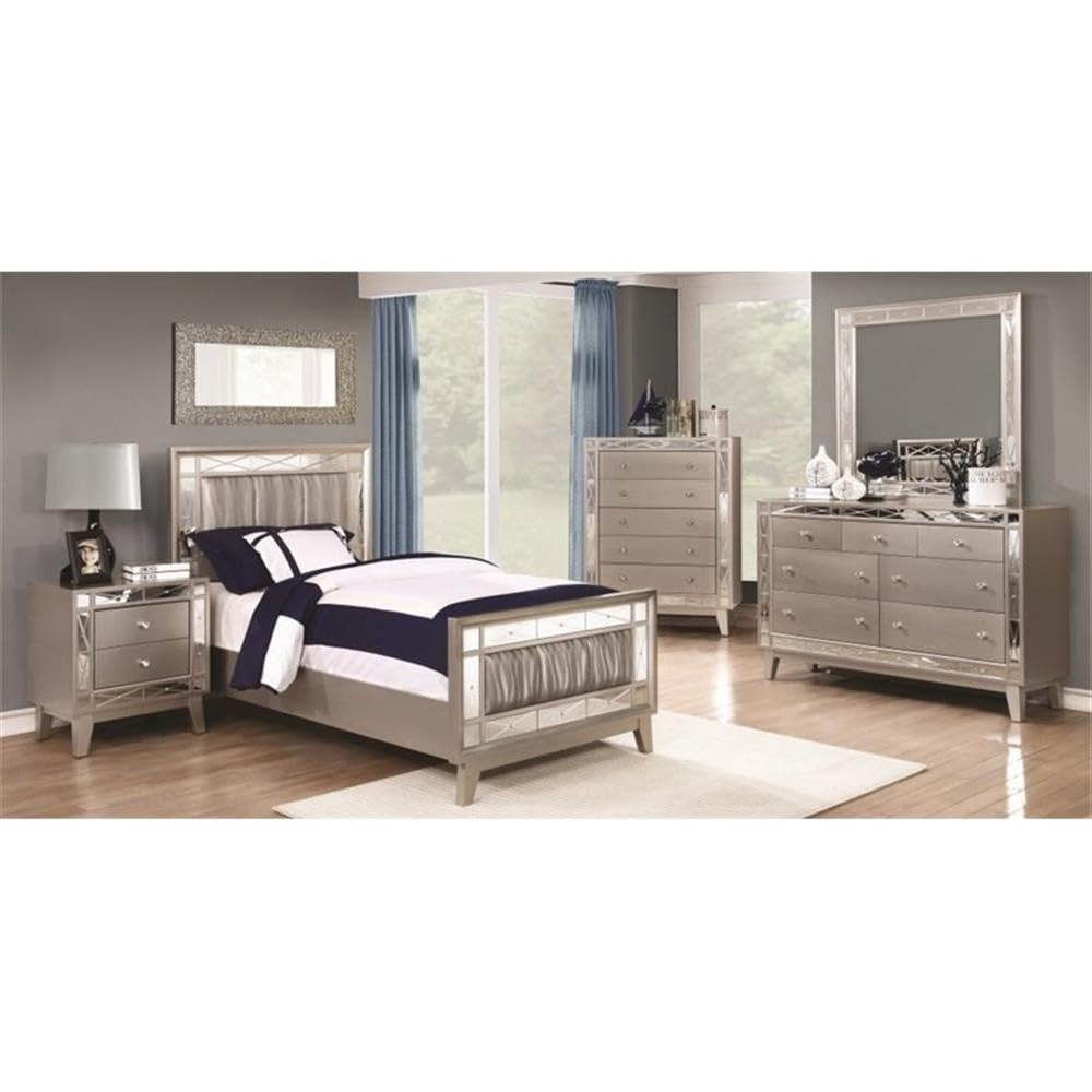 Coaster Leighton Twin Bed 5-Piece Set, Metallic Mercury