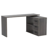 Shaped Desk with Drawers, Shape Computer Storage Cabinet Shelves, Reversible Modern Industrial Home Office Corner Desk