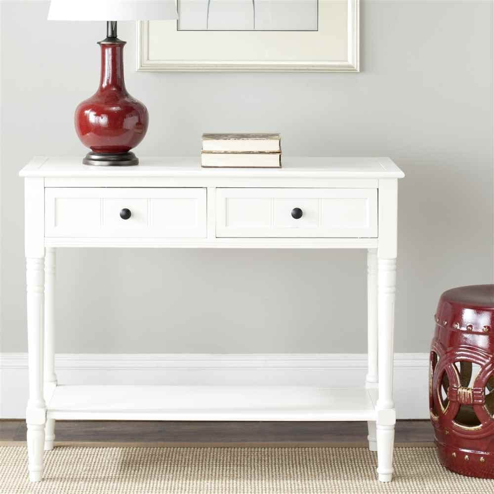 American Homes Collection Samantha Distressed/Cream 2-Drawer Console Table