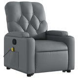 Gray Faux Leather Power Lift Massage Recliner - Electric Stand-Up Assist, Manual Tilt,