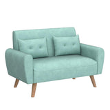 47" Small Modern Loveseat Sofa, Mid Century Linen Fabric 2-Seat Sofa Couch Tufted Love Seat with Back Cushions and Tapered Legs for Living Room, Bedroom and Small Space (Green)