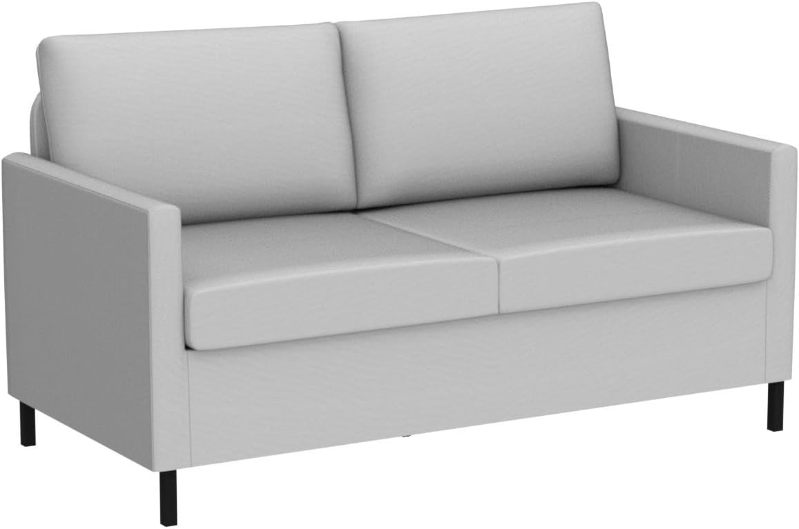 51" W Loveseat Sofa Modern Upholstered Sofas Couch with 2 Pillows Linen Fabric Love Seats Couches for Living Room, Bedroom, Apartment and Small Space (Light Grey)