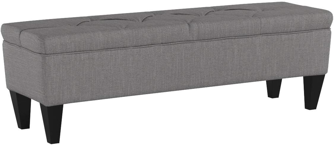 Brooke Collection Diamond Tufted Upholstered Long Bedroom Storage Bench, HJM100 Series, Dark Gray