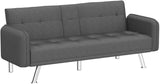 Futon Sofa Bed, Convertible Couch with 2 Cup Holders Loveseat with Armrest for Studio