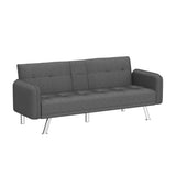 Futon Sofa Bed, Convertible Couch with 2 Cup Holders Loveseat with Armrest for Studio