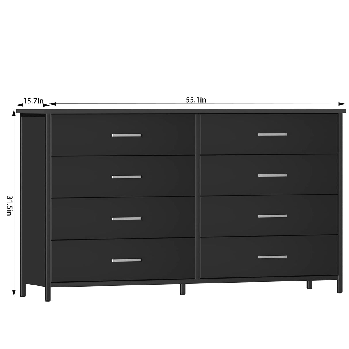 8 Drawer Dresser for Bedroom, Industrial Wood Dresser Wide 8 Chest of Drawers,