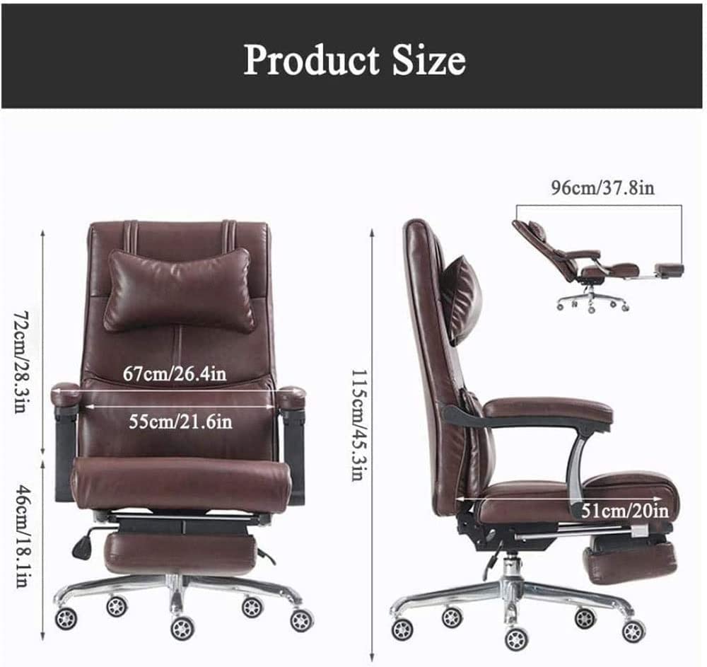 Office Chair Office Chair, Reclining Leather Computer Chair with Armrest, Comfy Reclining