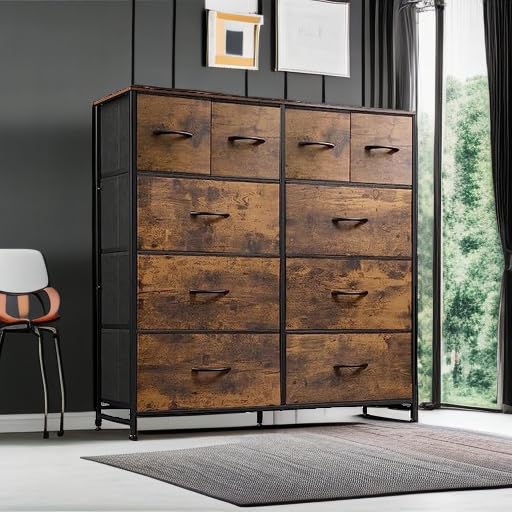 Dresser for Bedroom with 10 Drawers, Wide Fabric Dresser for Storage and Organization