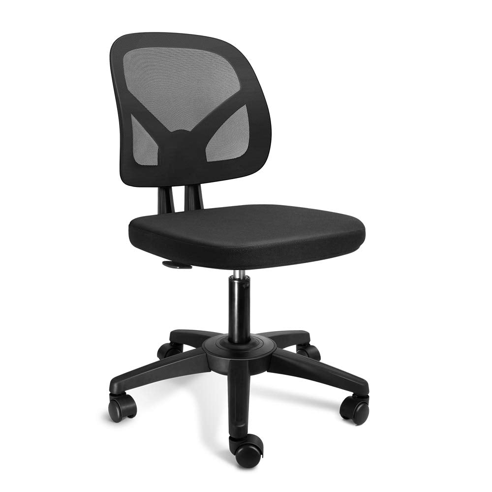 Armless Office Chair Mesh Ergonomic Small Desk Chair Armless Adjustable Swivel Black