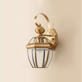 Gold Wall Outdoor Lantern Rainproof Wall Sconce with Clear Glass Shade Wall Mounted