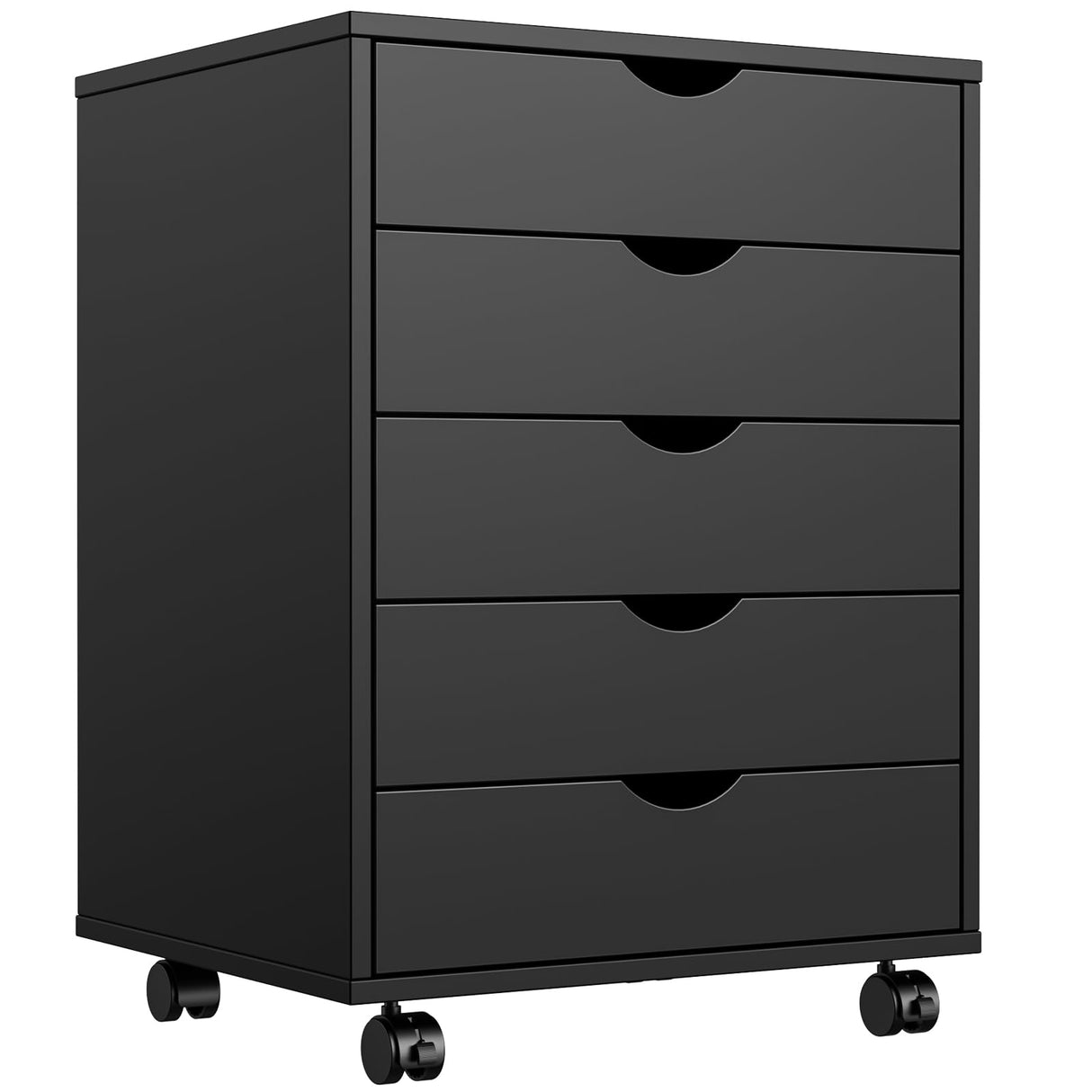 5-Drawer File Cabinet, Wood Vertical Filing Cabinet, Mobile File Cabinets with Casters