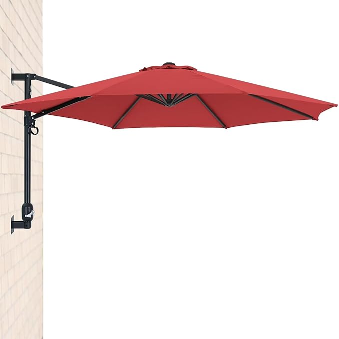 Patio Umbrella 10FT - Wall Mount Outdoor Hanging Umbrella Sunshade Umbrella