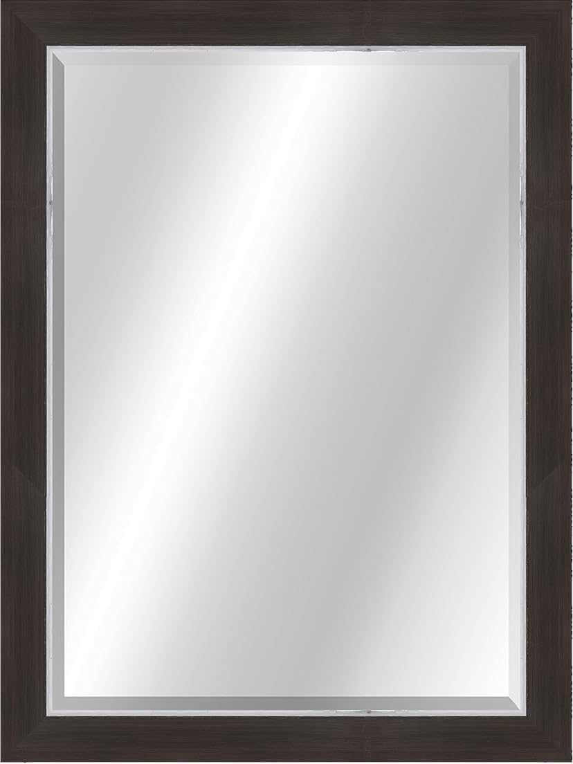 Brown and Silver Wall Mirror for Bathroom, Living Room, Vanity