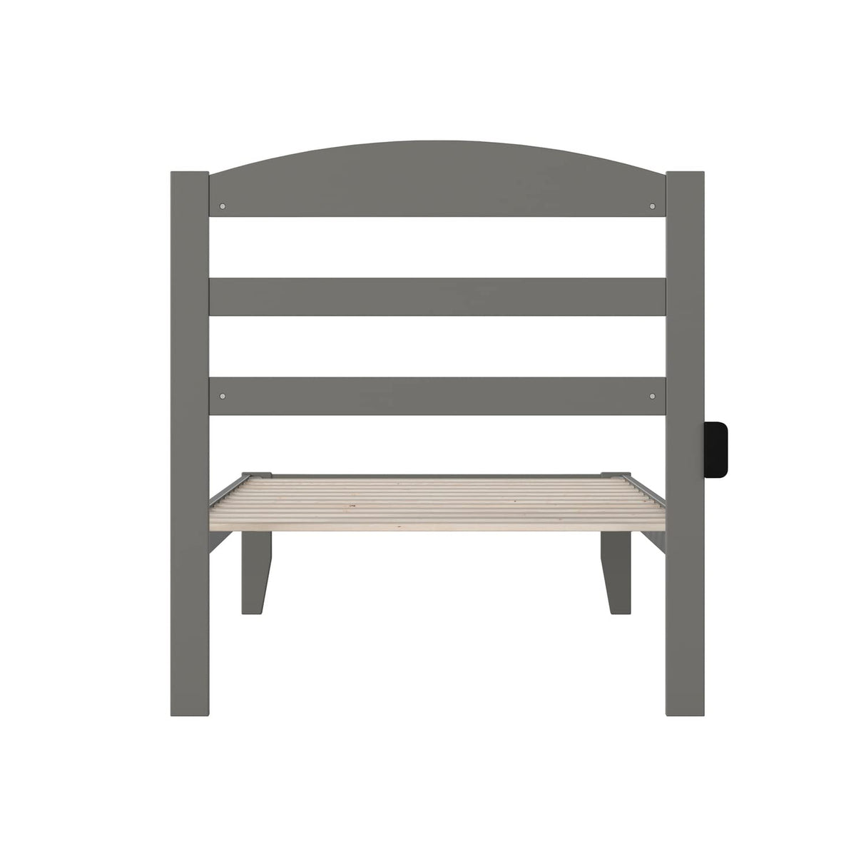 Wood Traditional Twin Bed with USB Charger in Gray