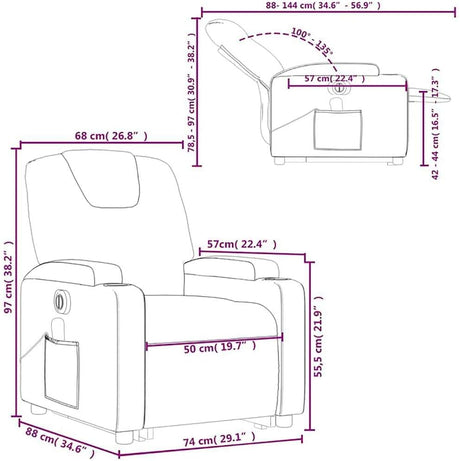 Electric Lift Massage Recliner Chair - Light Gray Fabric, Power Lift-Up & Reclining, 6-Point