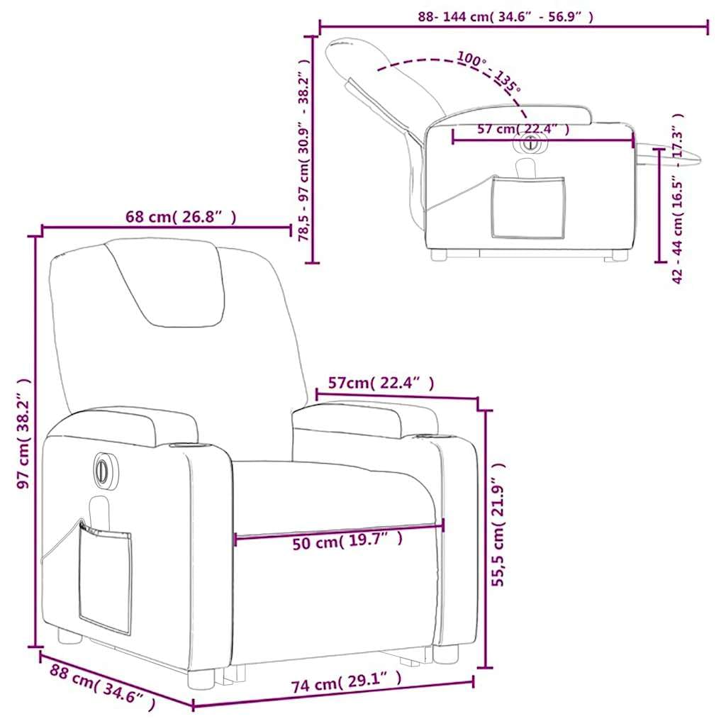 Electric Lift Massage Recliner Chair - Light Gray Fabric, Power Lift-Up & Reclining, 6-Point