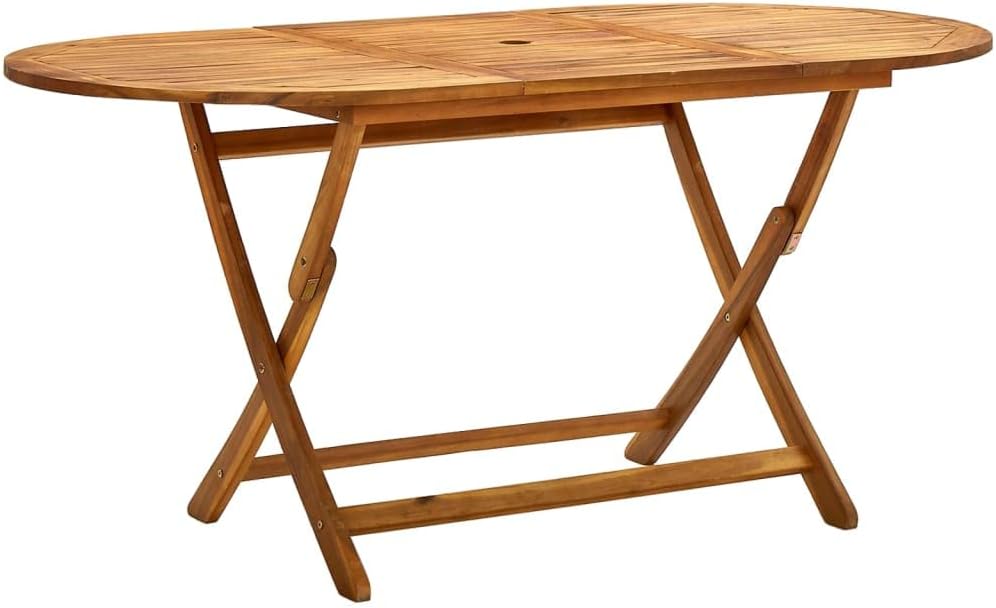 Solid Acacia Wood Folding Patio Table - Elegant Outdoor Dining Furniture for Garden